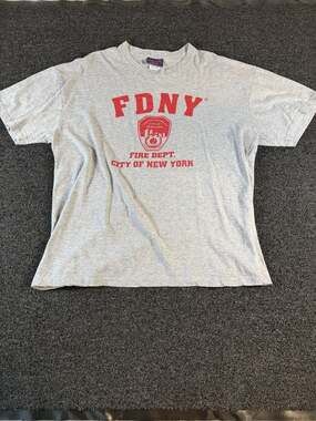 Vintage Officially Licensed FDNY City of New York Grey Graphic T-Shirt Size 2XL